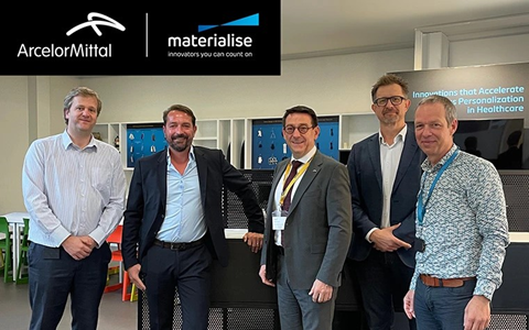 L-R: Karel Brans, Senior Director Partnerships, Materialise Software; Aubin Defer, CMO, ArcelorMittal Powders; Colin Hautz, CEO, ArcelorMittal Powders; Udo Eberlein, Vice President, Materialise Software and  Bart Van der Schueren, CTO, Materialise